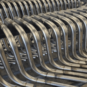 properly finished metal handlebars with smooth bends and consistent welds
